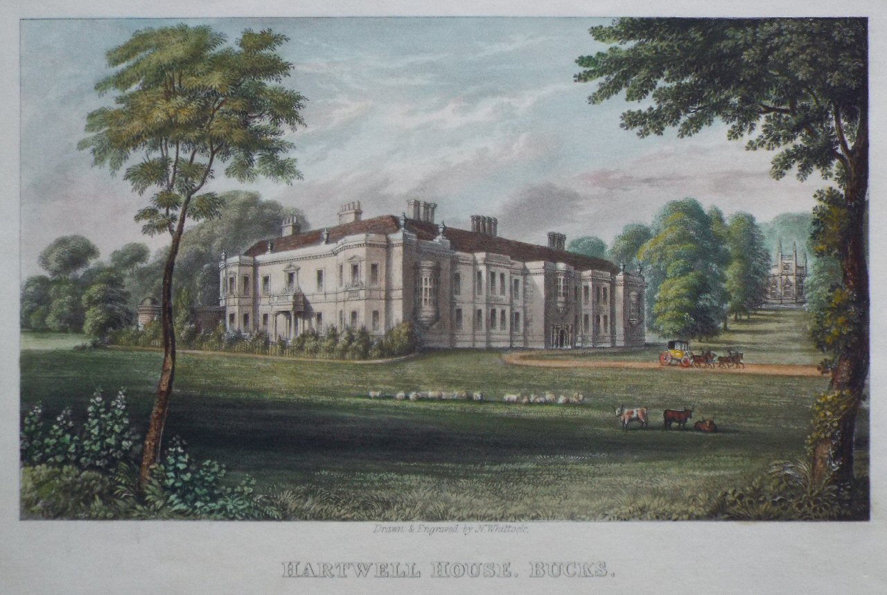 Aquatint - Hartwell House, Bucks. - Whittock